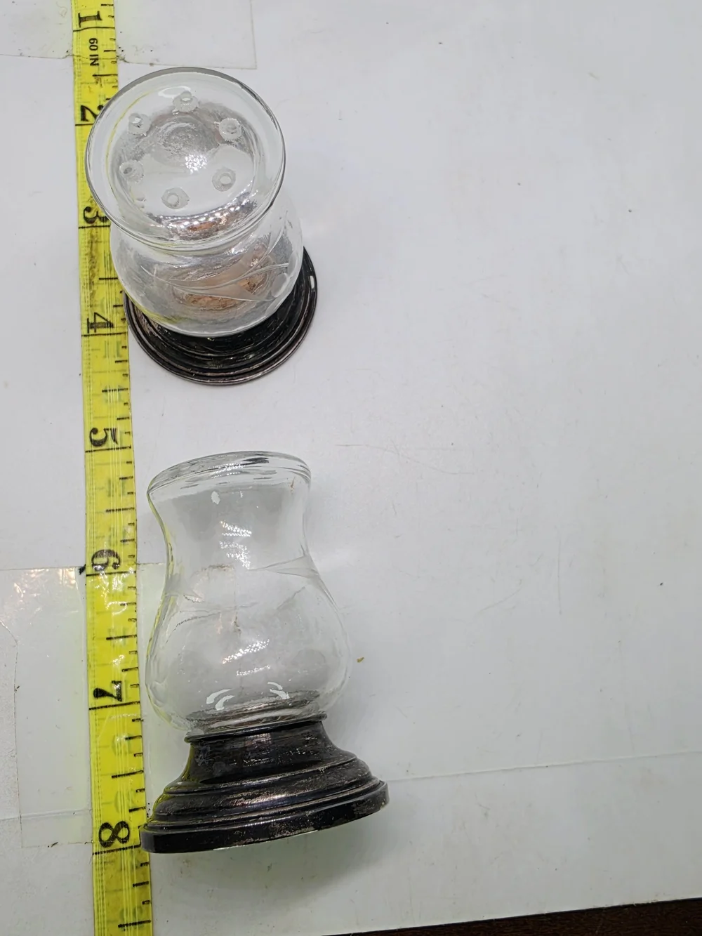 Vintage Alvin S270 Sterling Silver & Etched Glass Salt and Pepper Shakers Pair